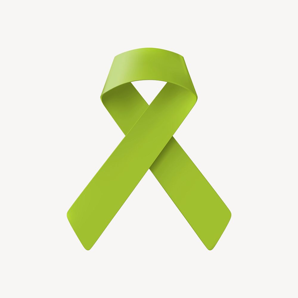 Lime green ribbon 3D clipart, Lymphoma awareness vector