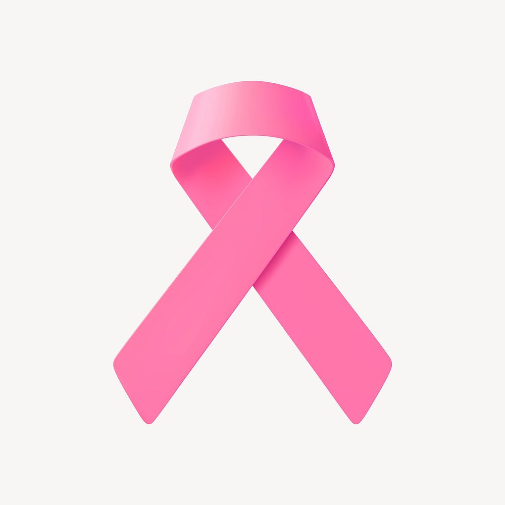 3D pink awareness ribbon clipart, breast cancer vector