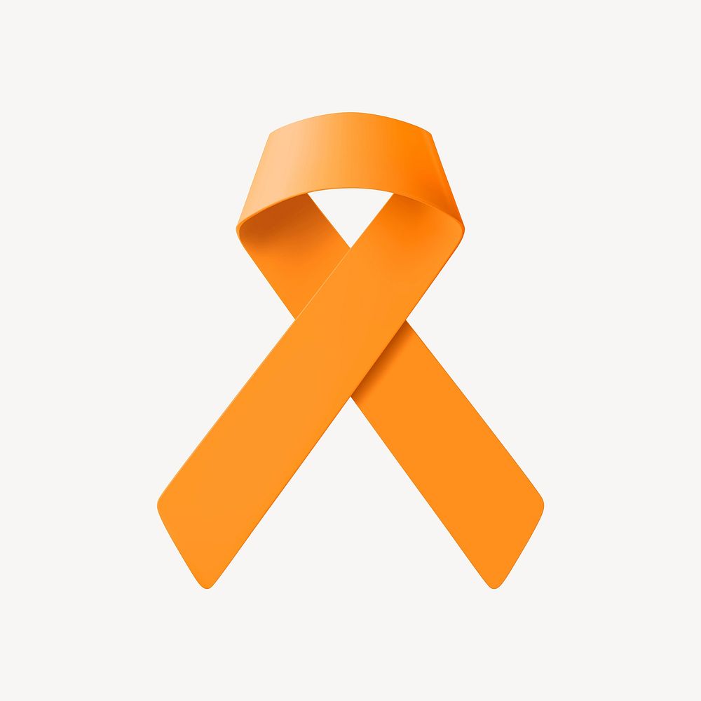 3D orange awareness ribbon clipart, kidney cancer & leukemia vector