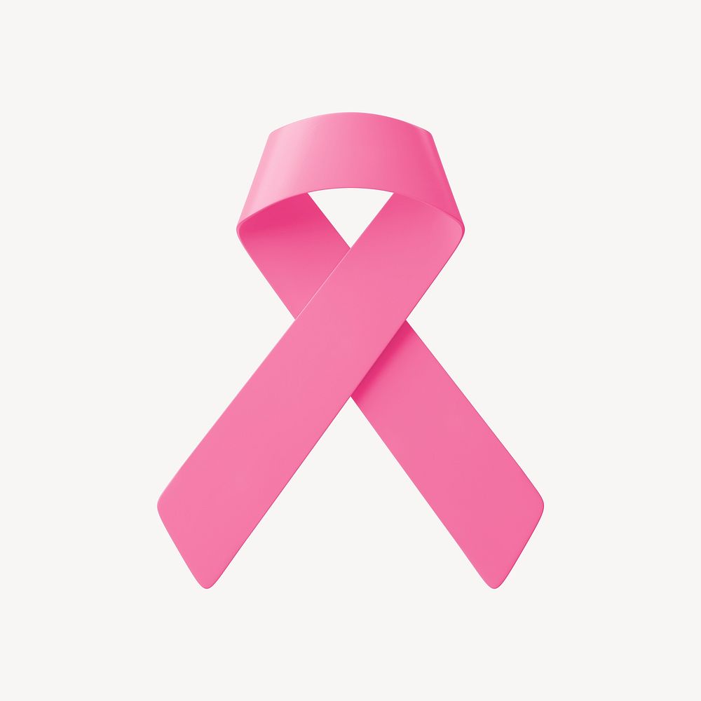 3D pink awareness ribbon clipart, breast cancer psd