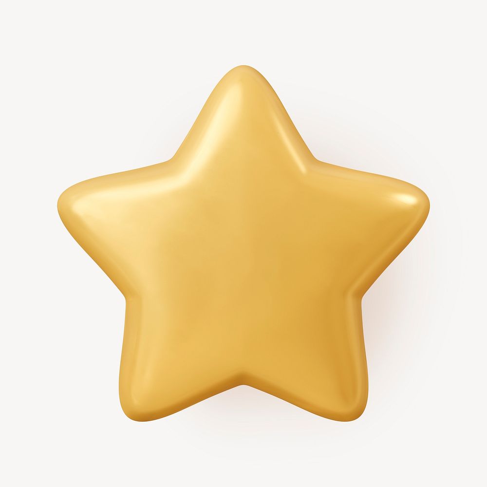 Metallic star shape clipart, 3D cute illustration