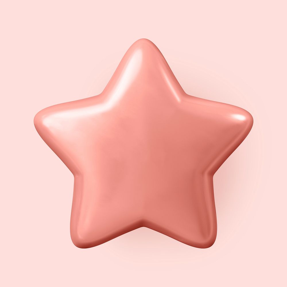 Metallic star shape sticker, 3D cute illustration psd