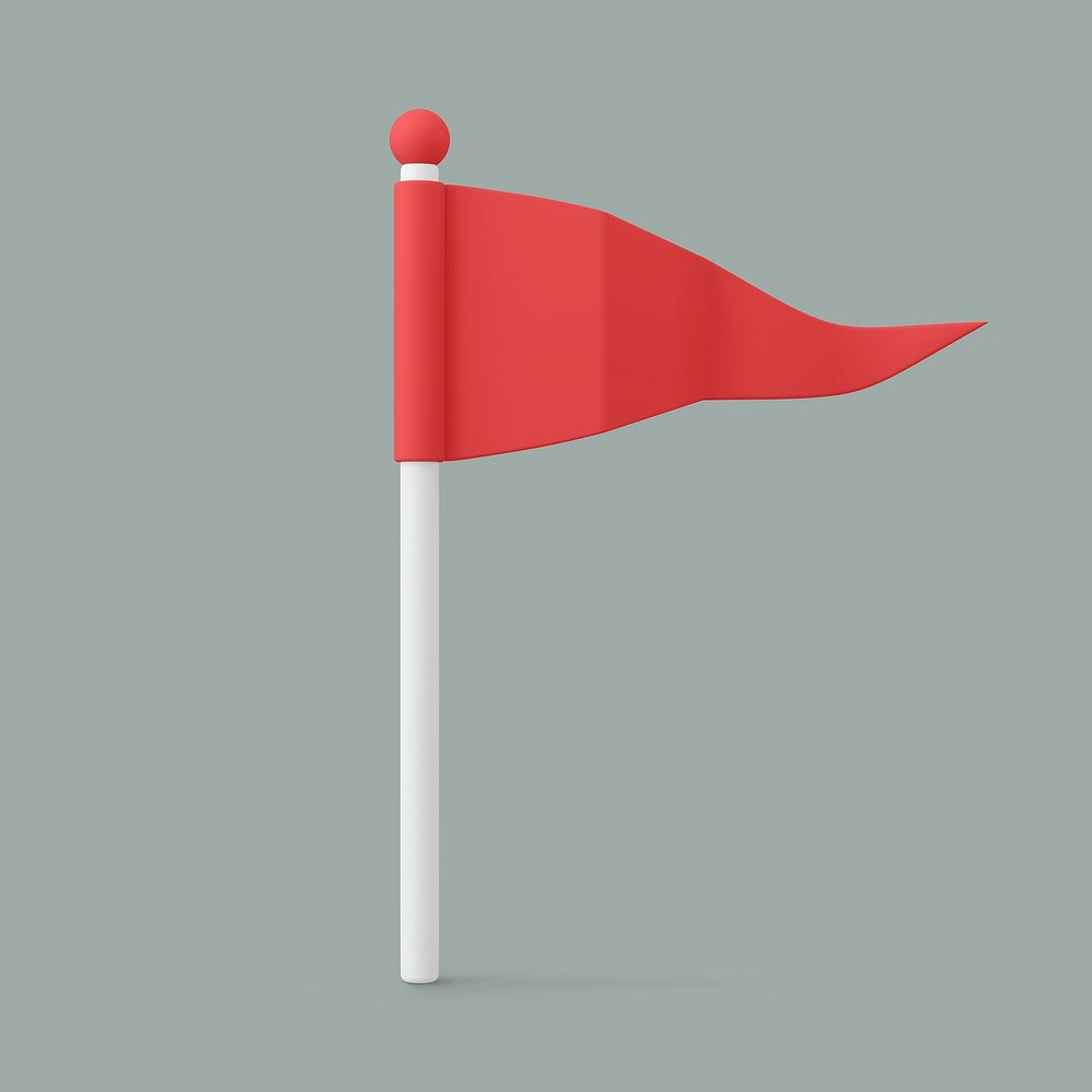 Red flag clipart, 3D warning symbol psd