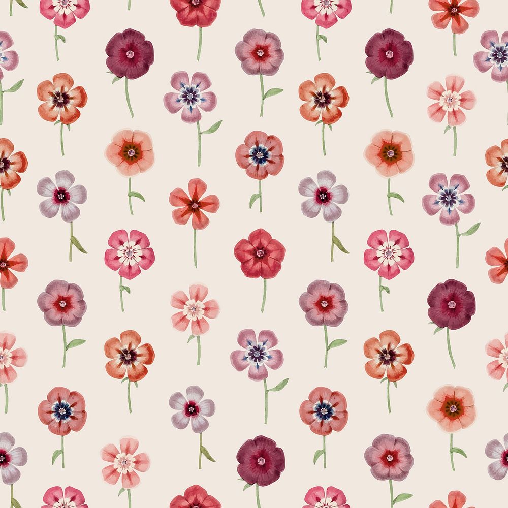 Floral seamless pattern, botanical background vector, remixed from original artworks by Pierre Joseph Redout&eacute;