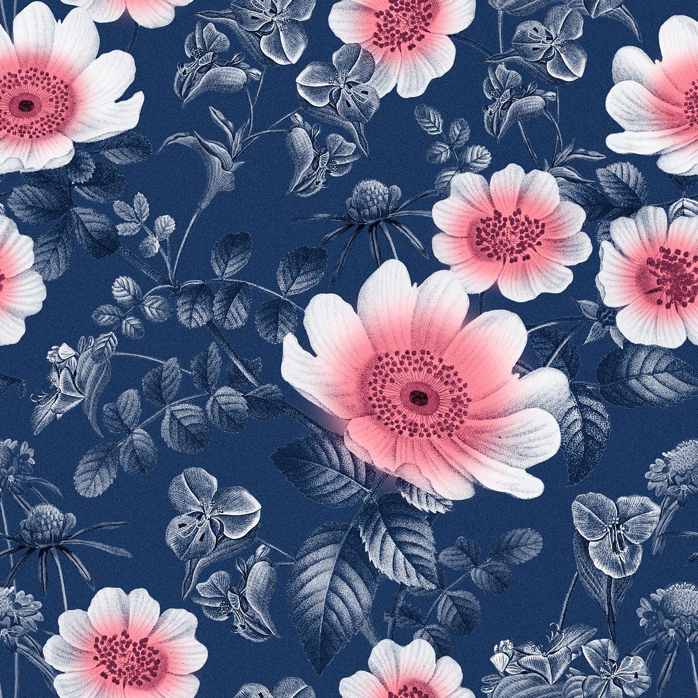 Retro botanical seamless pattern, floral background, remixed from original artworks by Pierre Joseph Redout&eacute;
