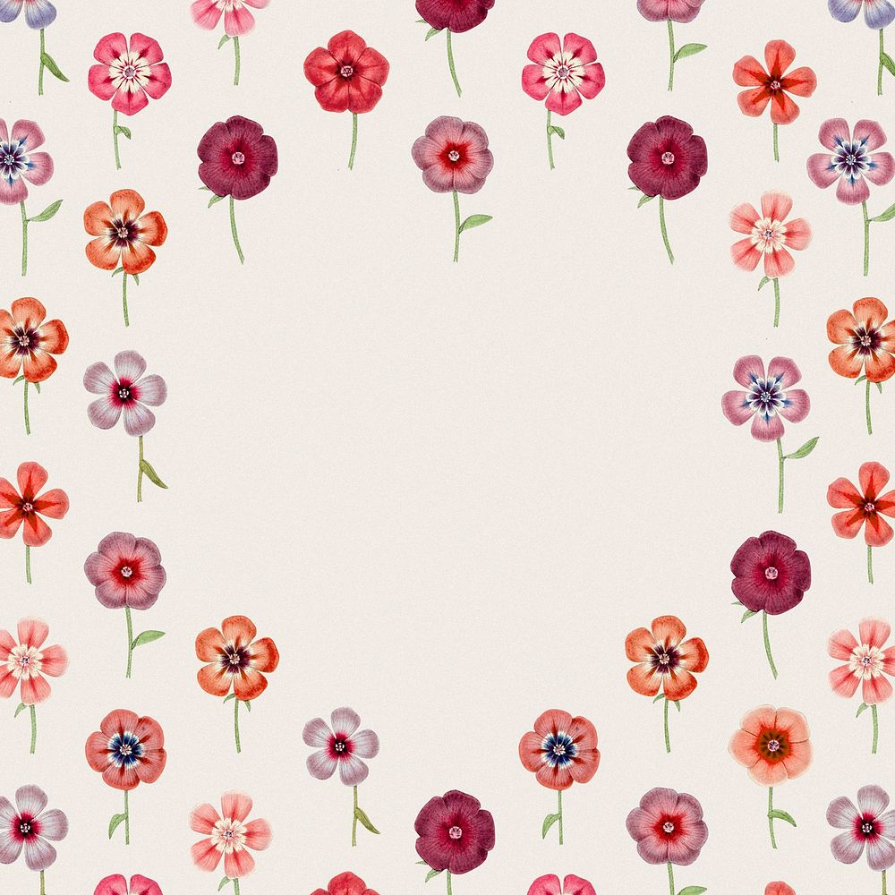 Cute floral frame background, botanical design, remixed from original artworks by Pierre Joseph Redout&eacute;