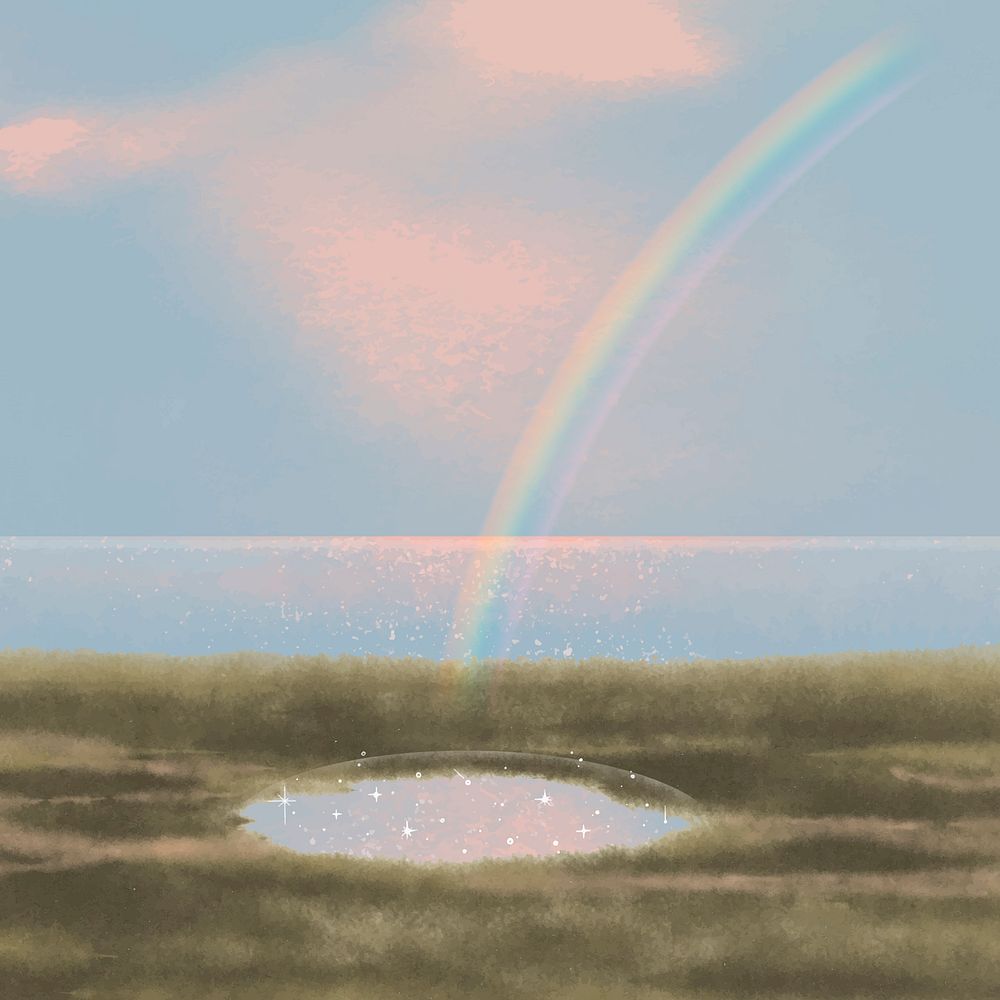 Rainbow illustration background, simple glitter design vector