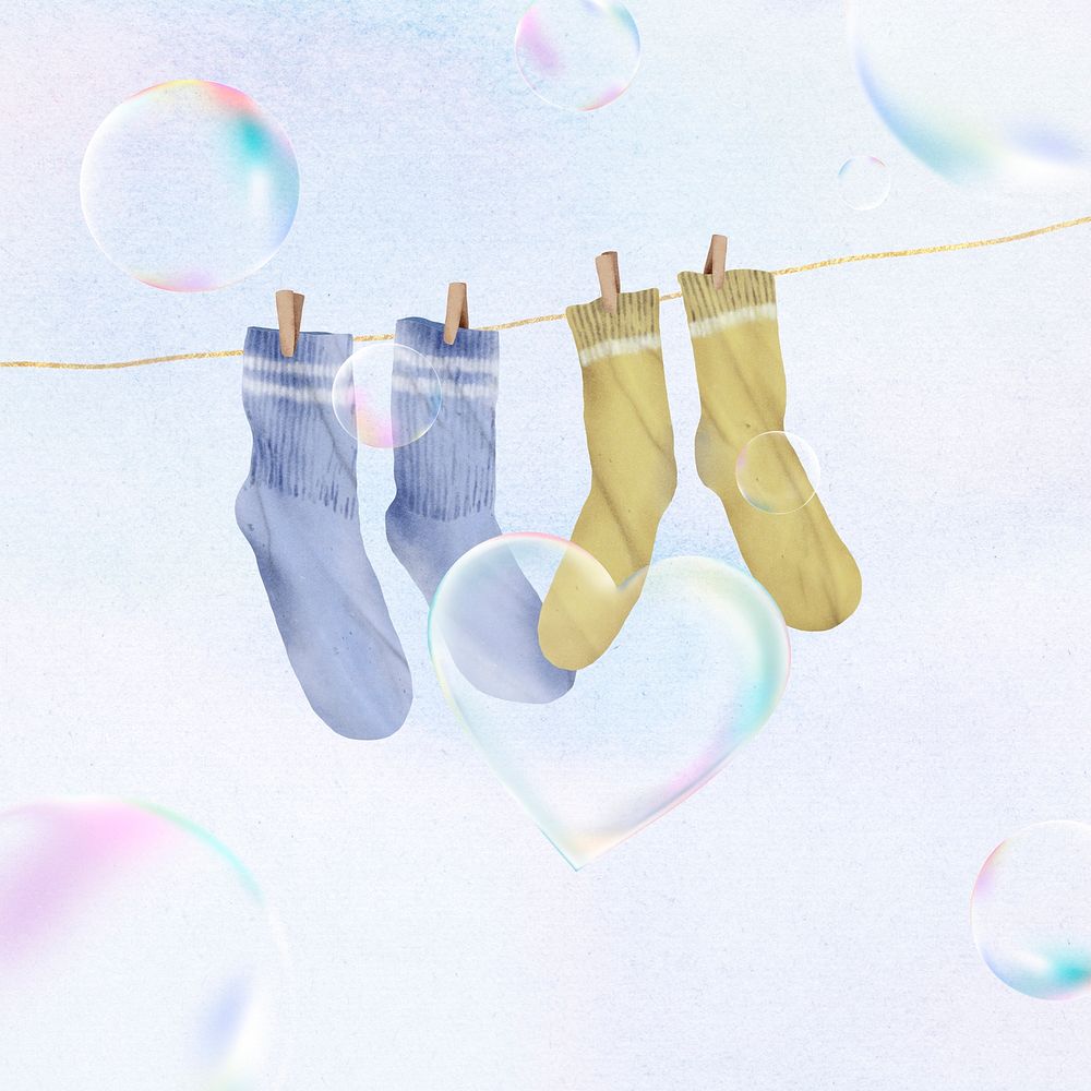 Cute socks illustration, simple soap bubble design