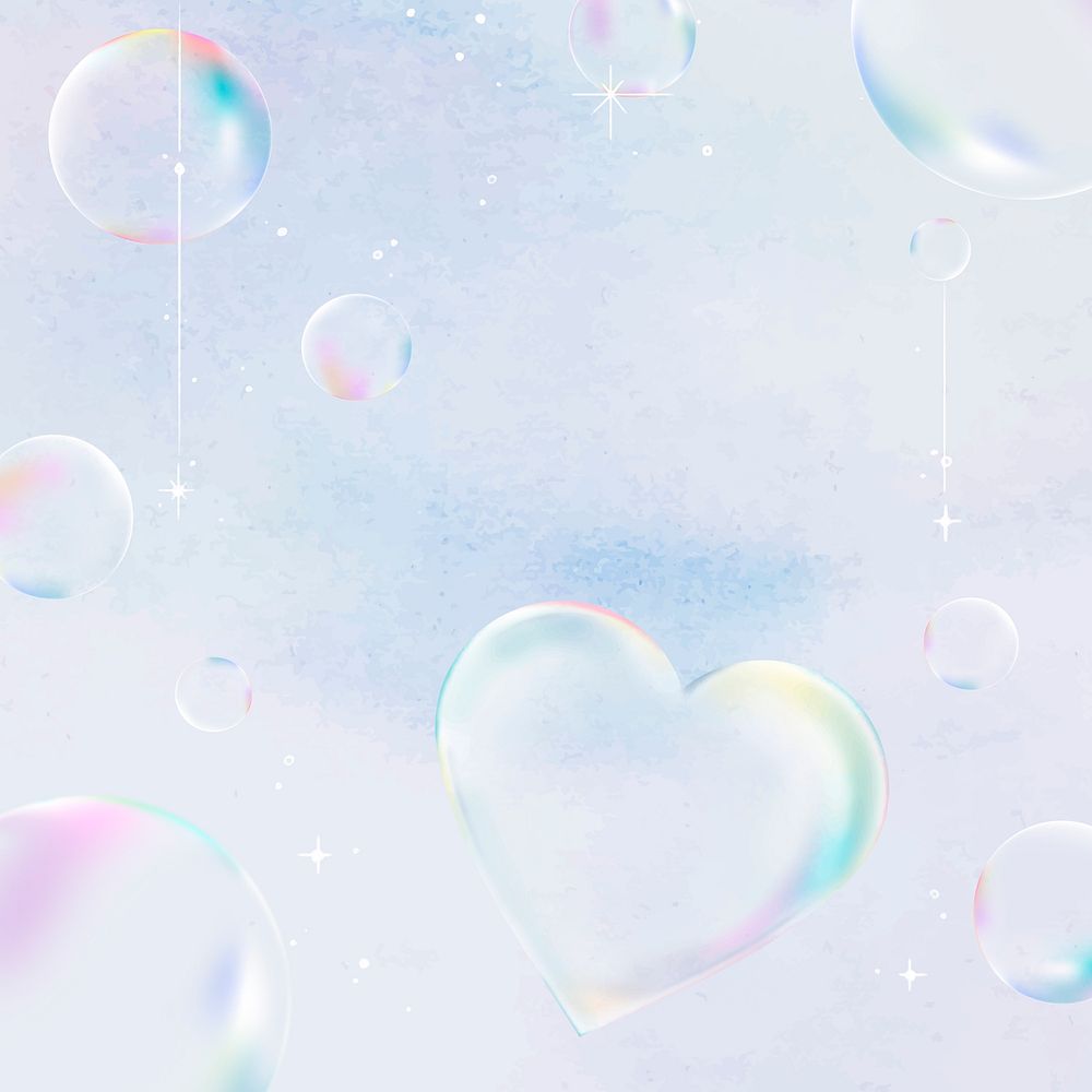Soap bubble background, cute holographic illustration vector