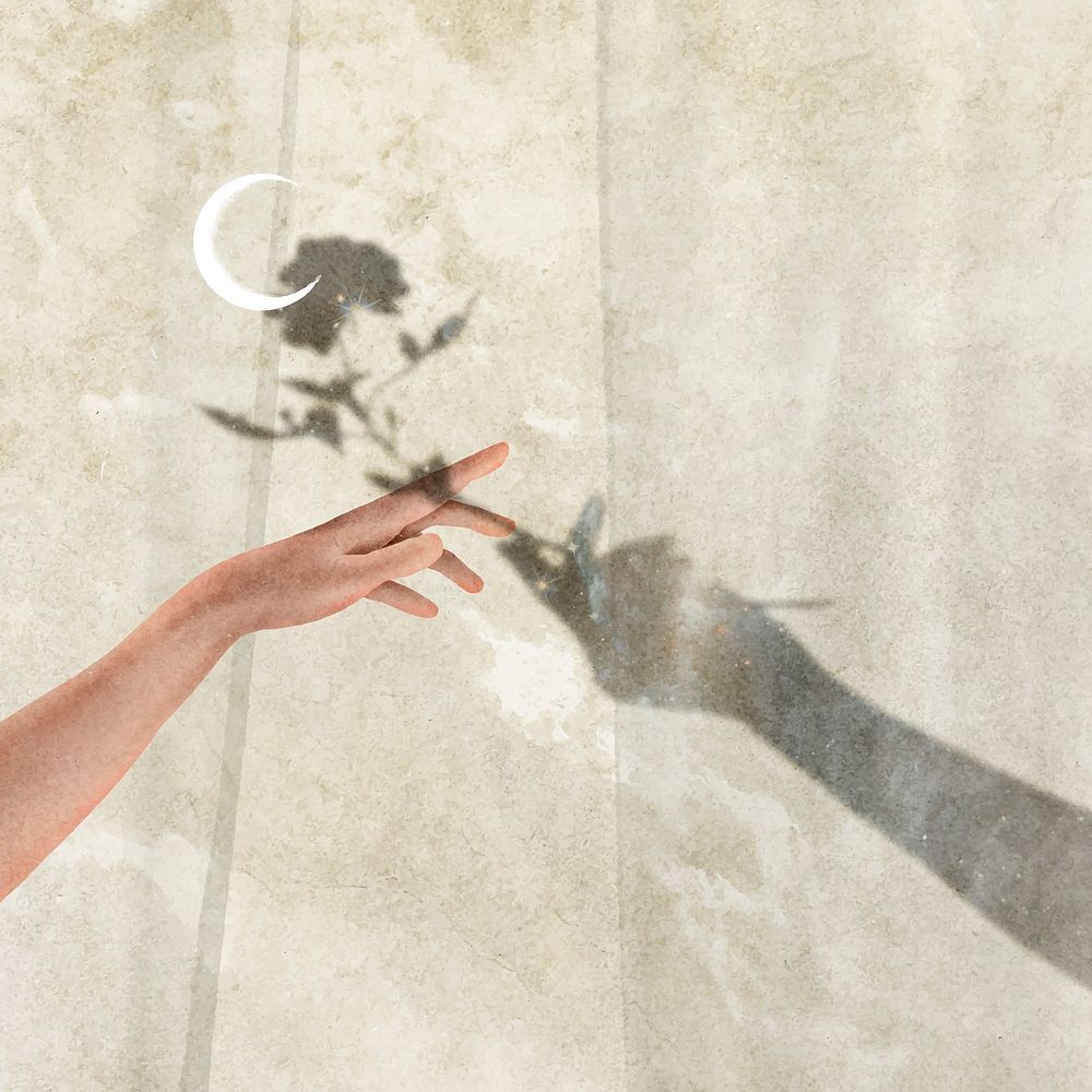 Aesthetic hand shadow illustration, feminine style vector