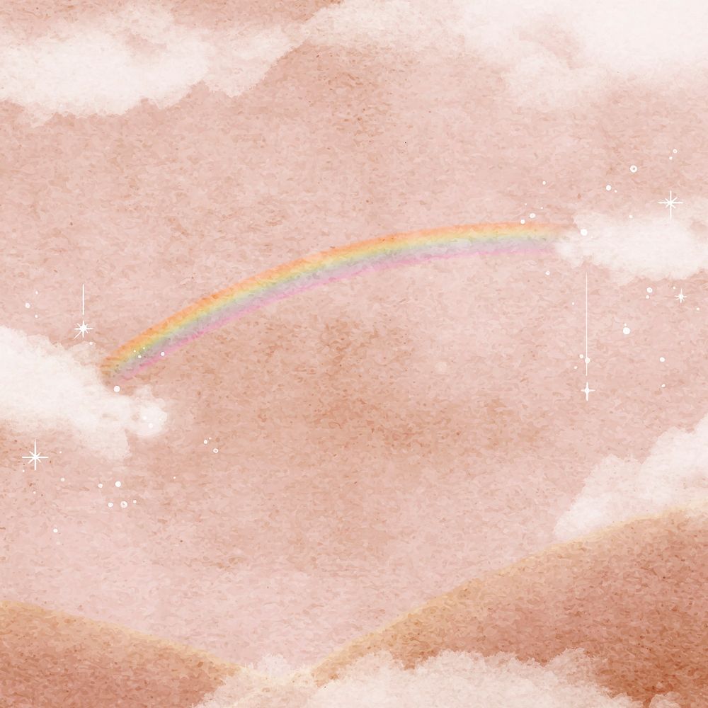 Pastel sky background, rainbow, cloud illustration vector