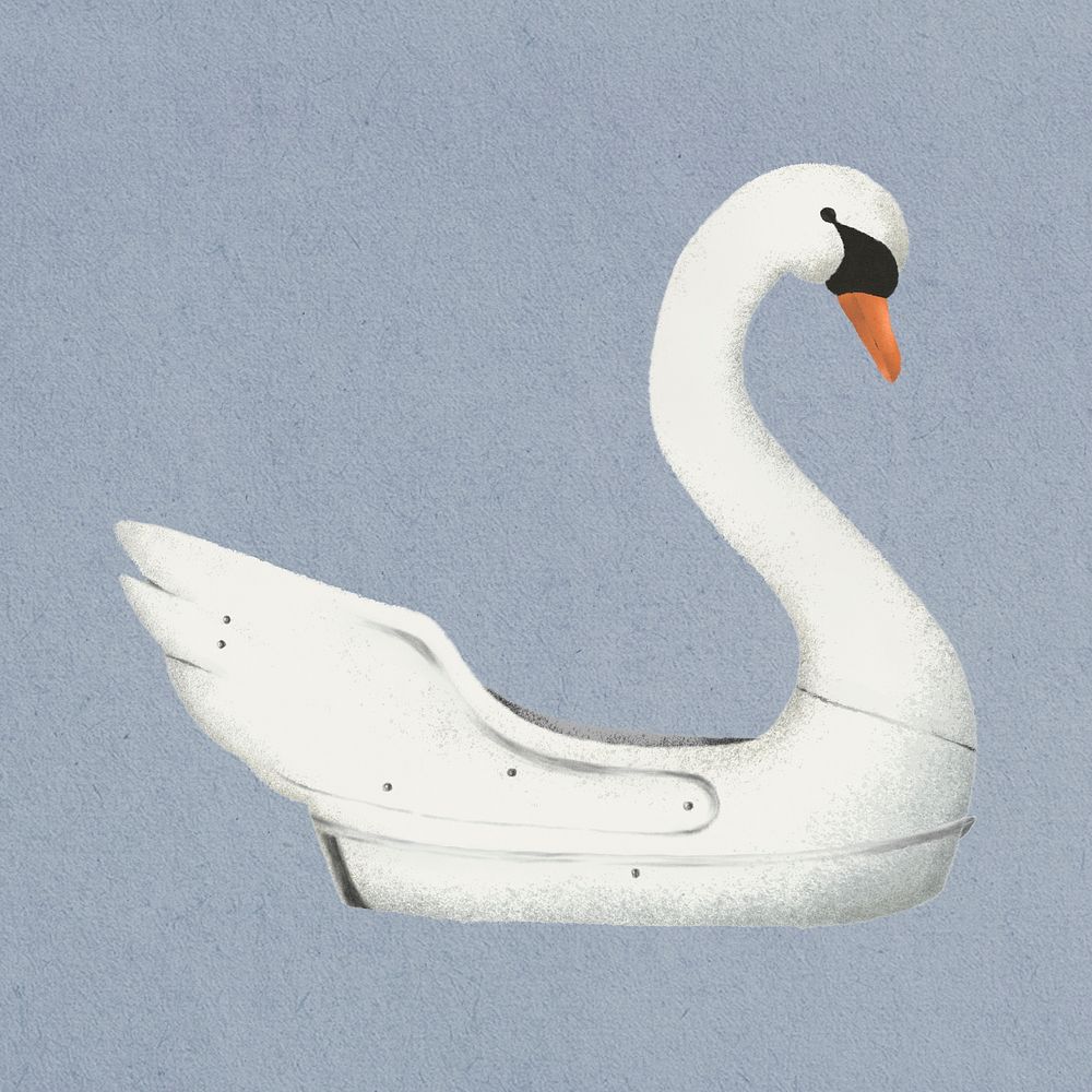 Swan paddle boat sticker, simple illustration psd
