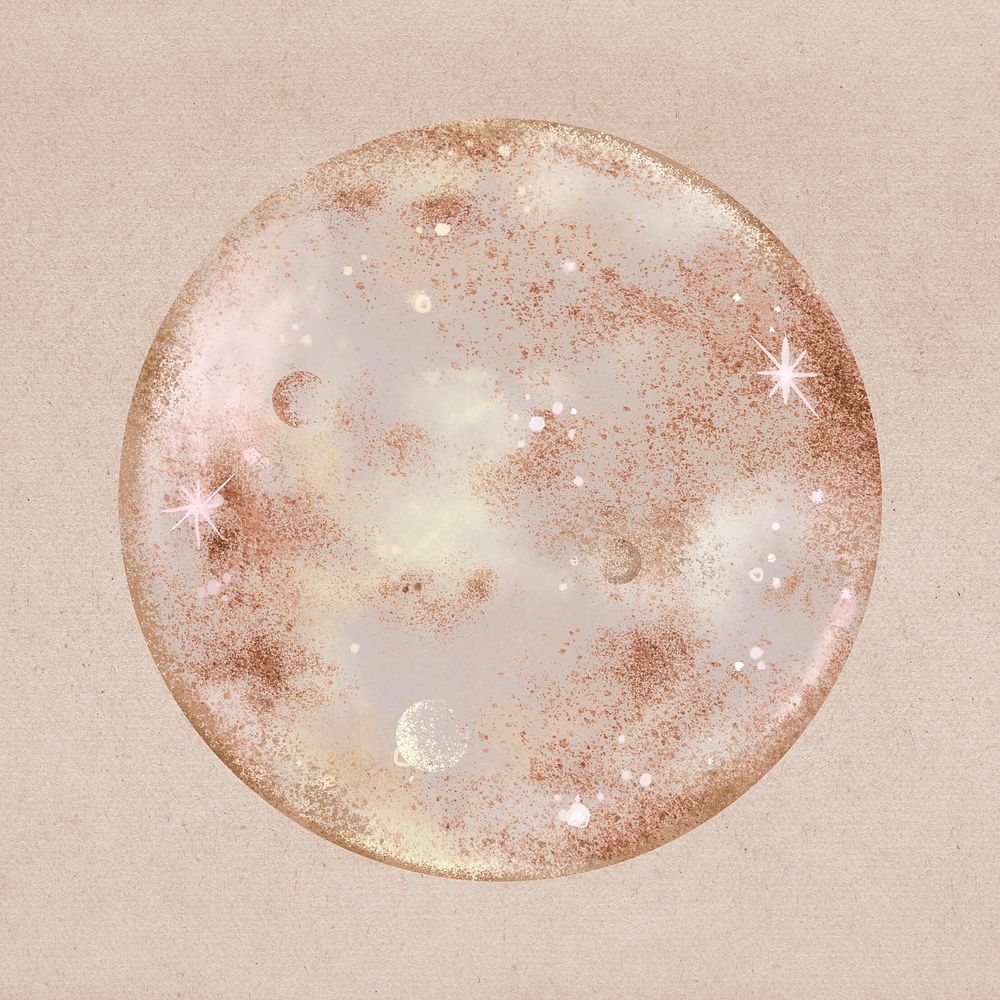 Pink moon illustration, glitter design