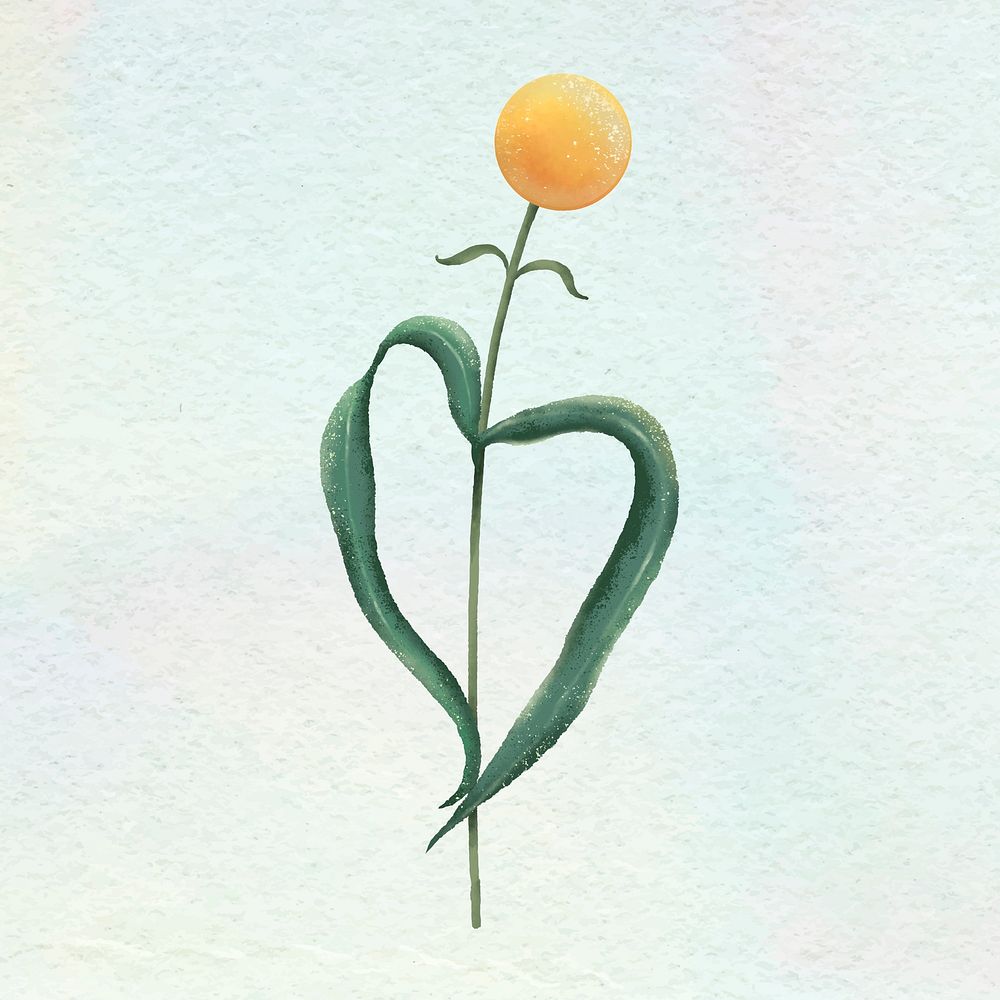 Flower heart leaf sticker, simple illustration vector