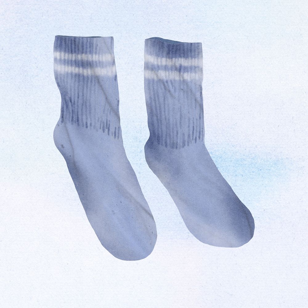 Blue socks sticker, cute illustration design psd
