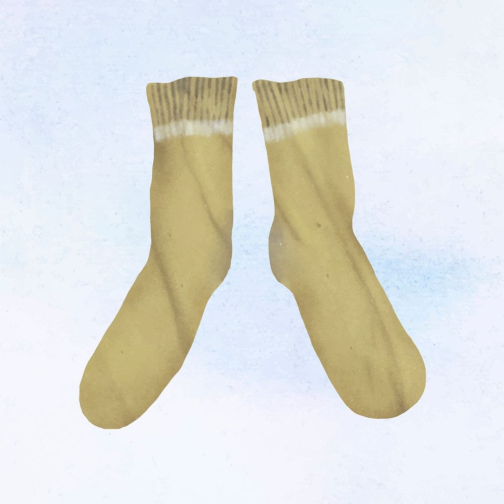 Yellow socks sticker, cute illustration design vector