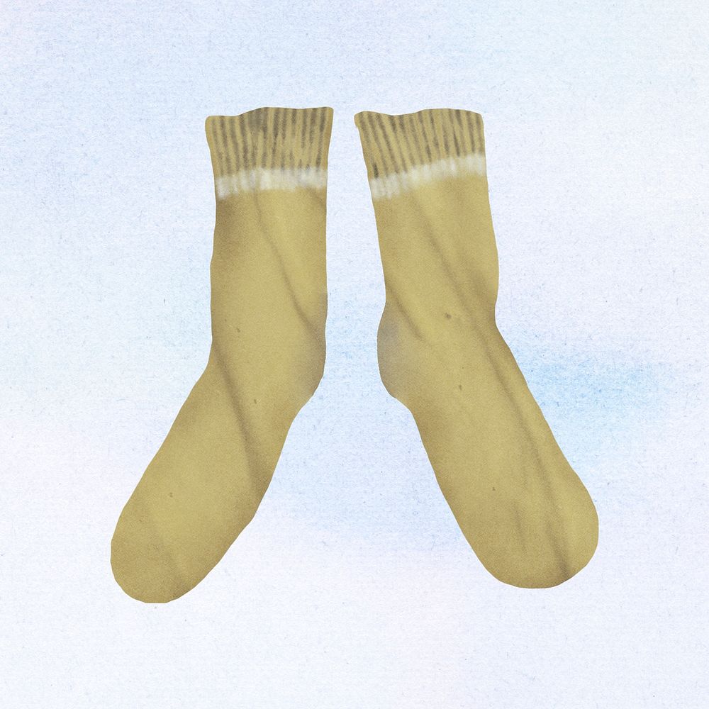 Yellow socks sticker, cute illustration design psd
