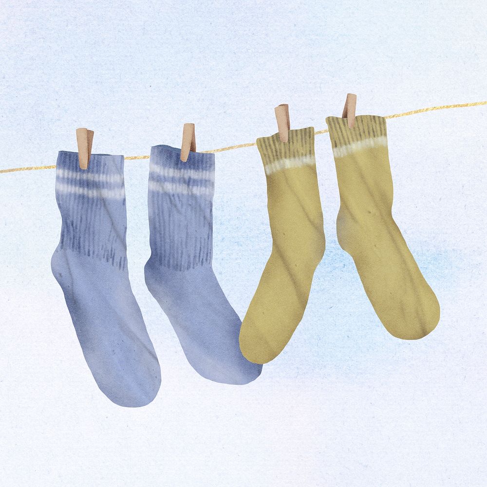 Hanging socks clipart, cute illustration design psd