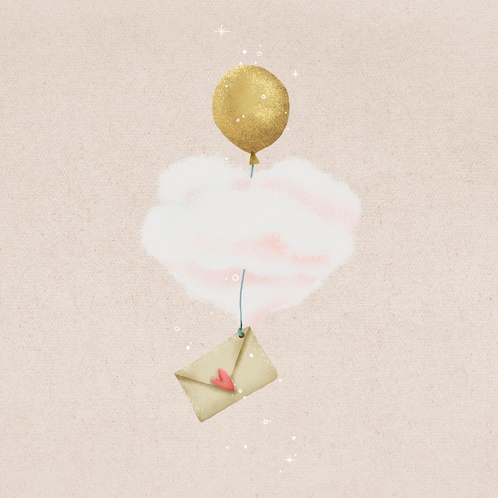 Letter illustration, gold balloon design 