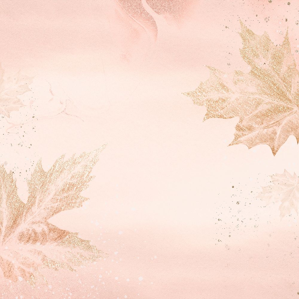 Autumn leaf background, pink pastel botanical design