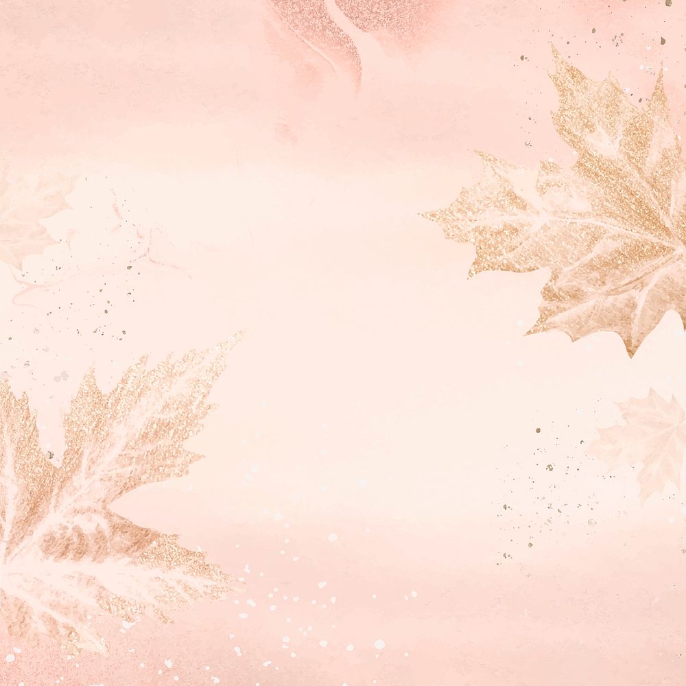 Autumn leaf background, pink pastel botanical design vector