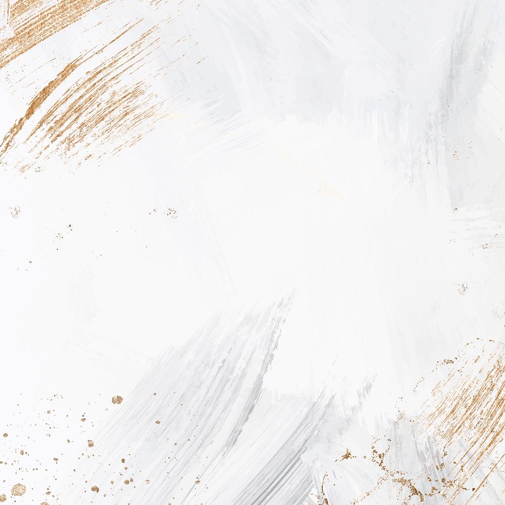 White brushstroke background, gold watercolor brush design vector