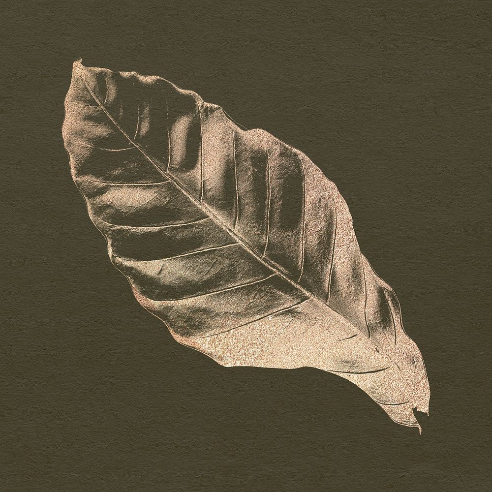 Autumn leaf, gold botanical painting design