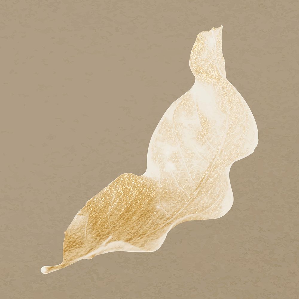 Gold botanical sticker, aesthetic painting design vector
