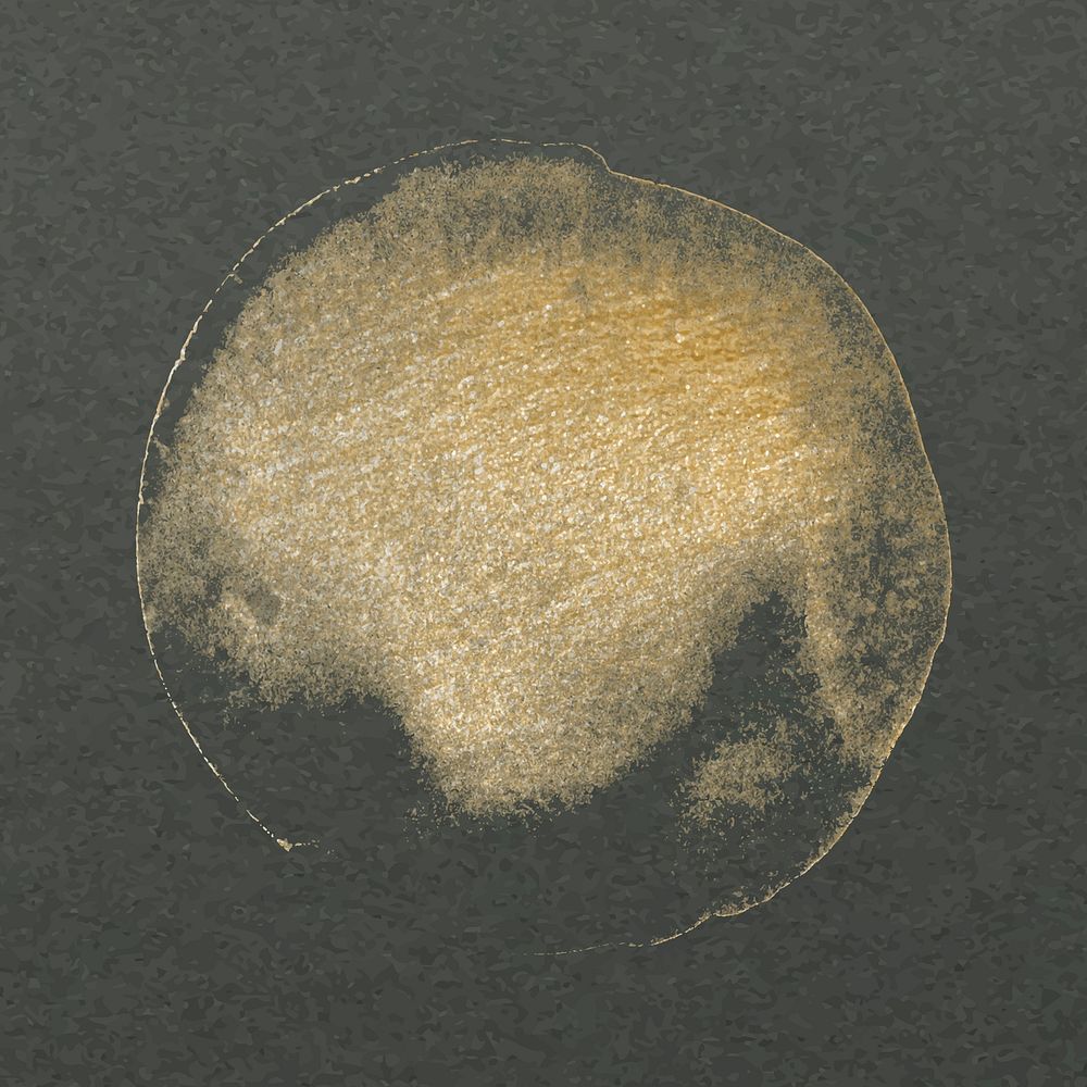 Circle shape sticker, gold glitter watercolor texture design vector