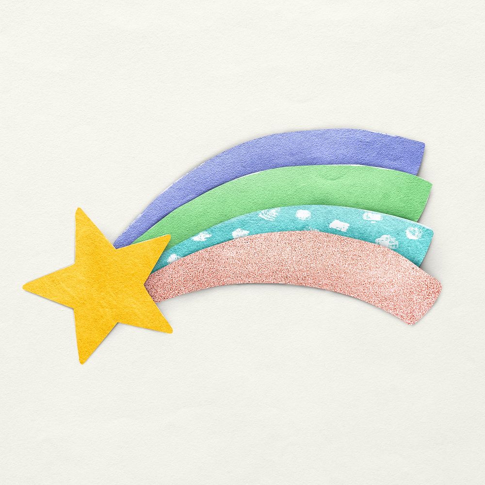 Colorful paper craft shooting star clip art design