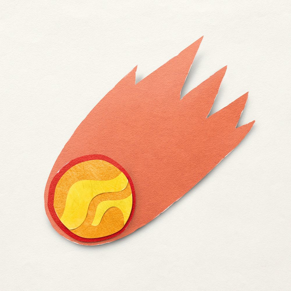 Cute meteorite collage element, paper craft psd