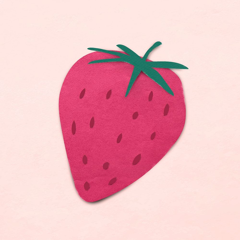Strawberry sticker, colorful collage element vector