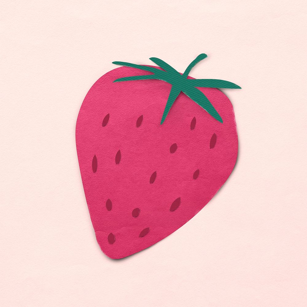 Strawberry sticker, colorful collage element psd