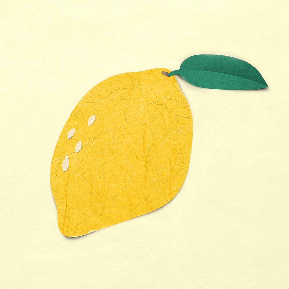 Cute lemon collage element, paper craft psd