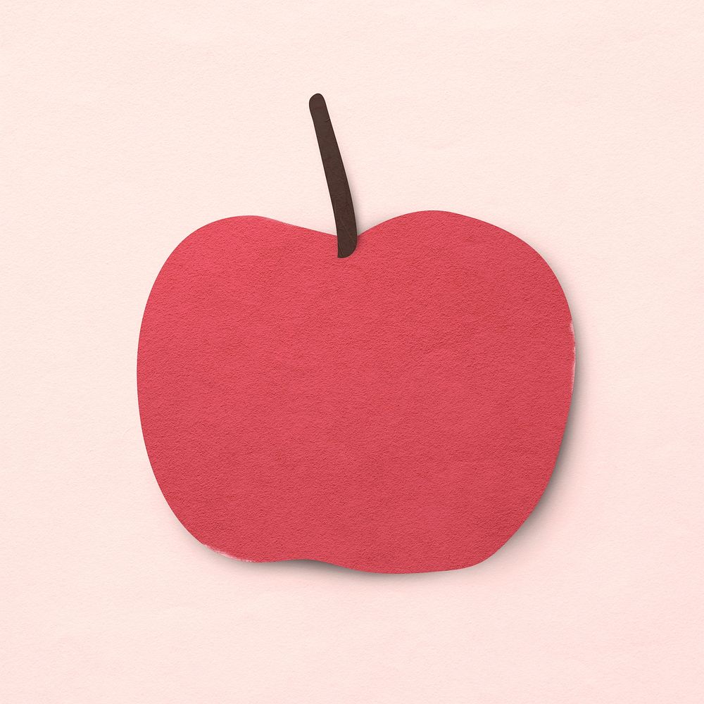 Paper craft red apple sticker psd