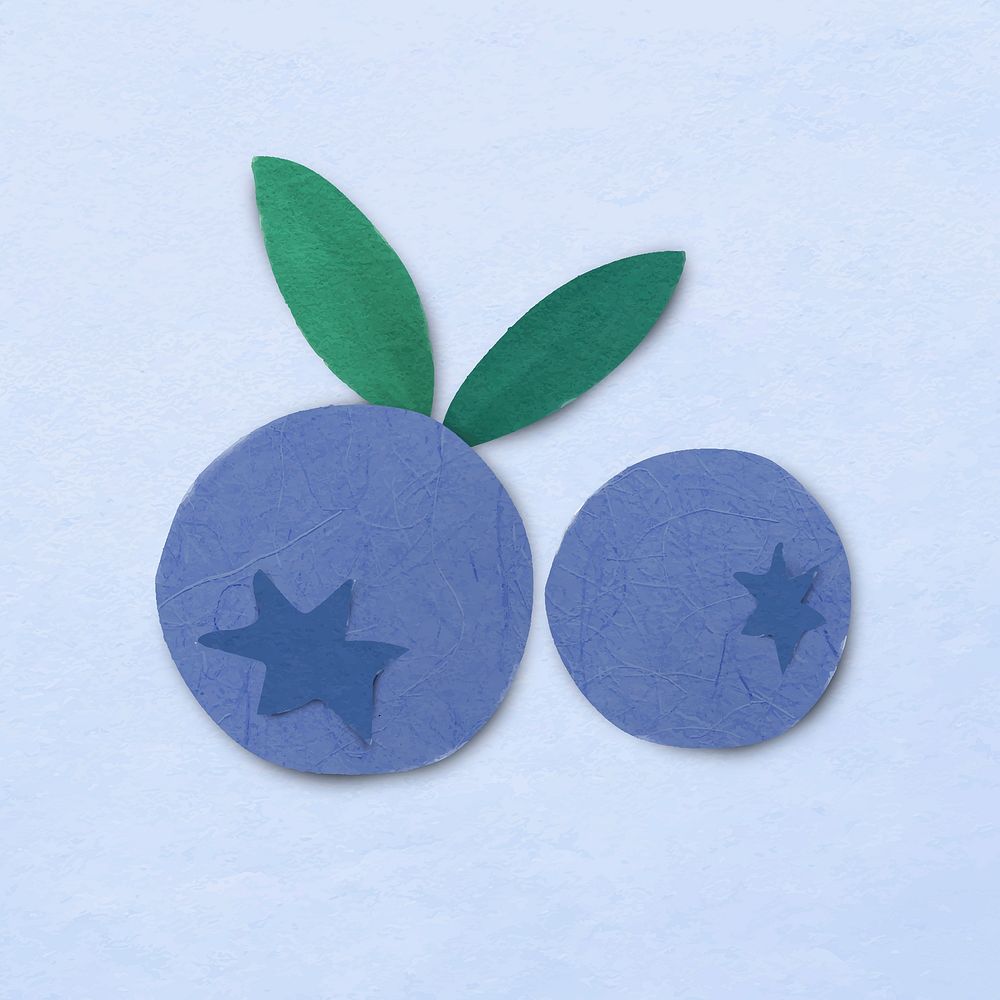 Cute blueberries collage element, paper craft vector