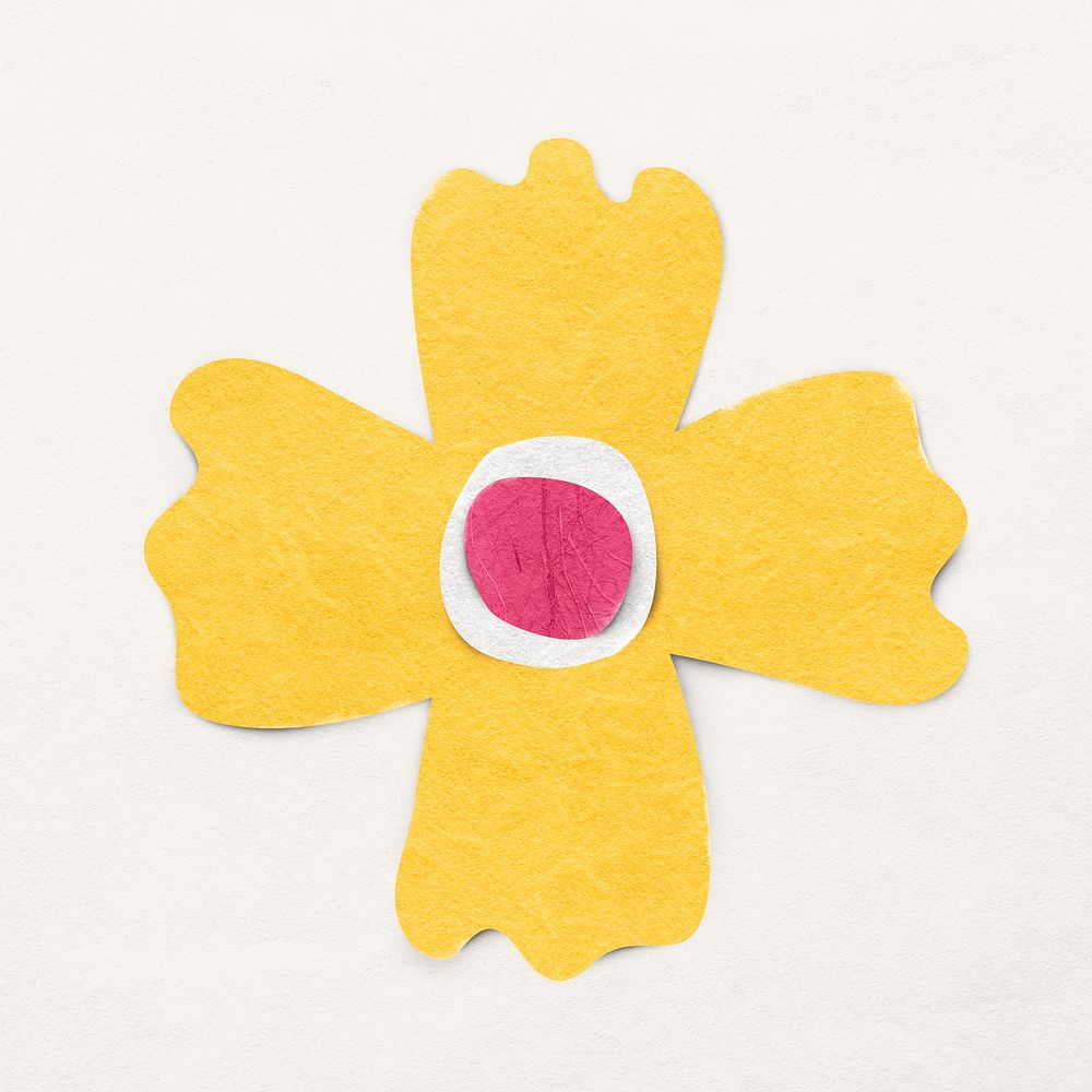 Paper craft yellow flower sticker psd