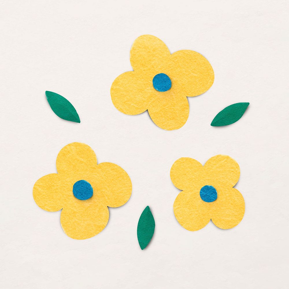 Paper craft flowers sticker vector