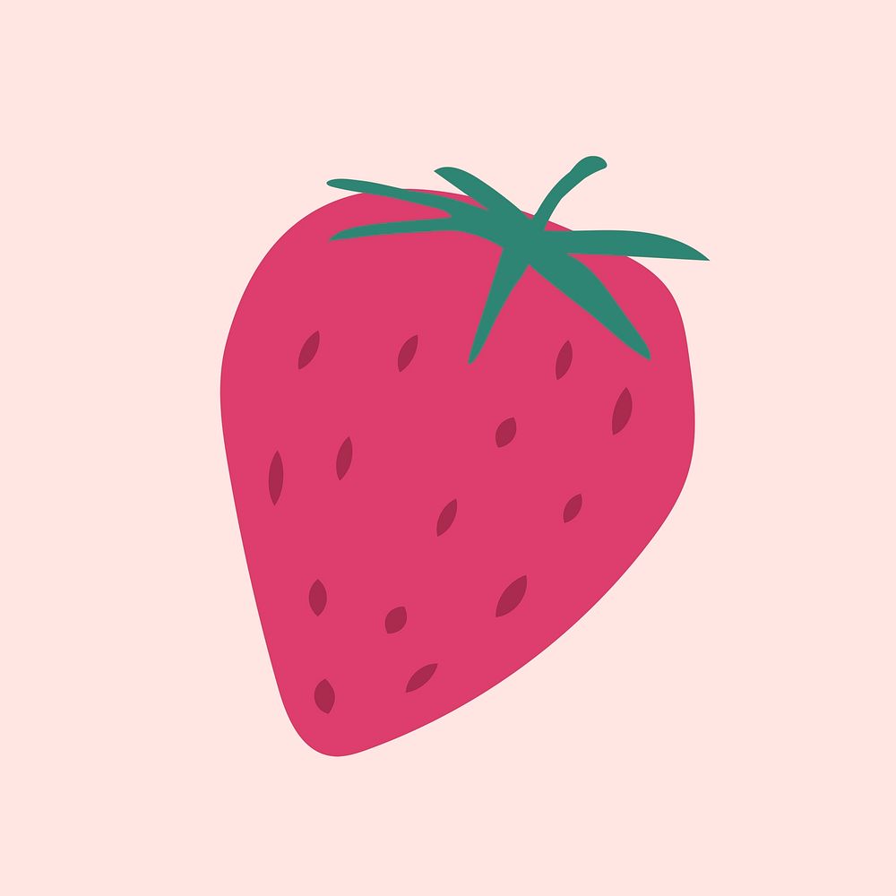 Strawberry sticker, colorful collage element psd