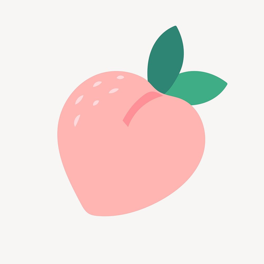 Pink peach sticker, fruit collage element vector