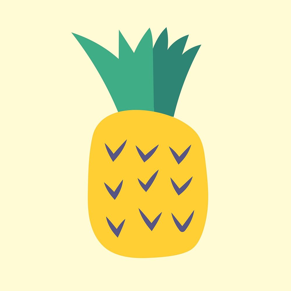 Cute pineapple collage element, flat design psd