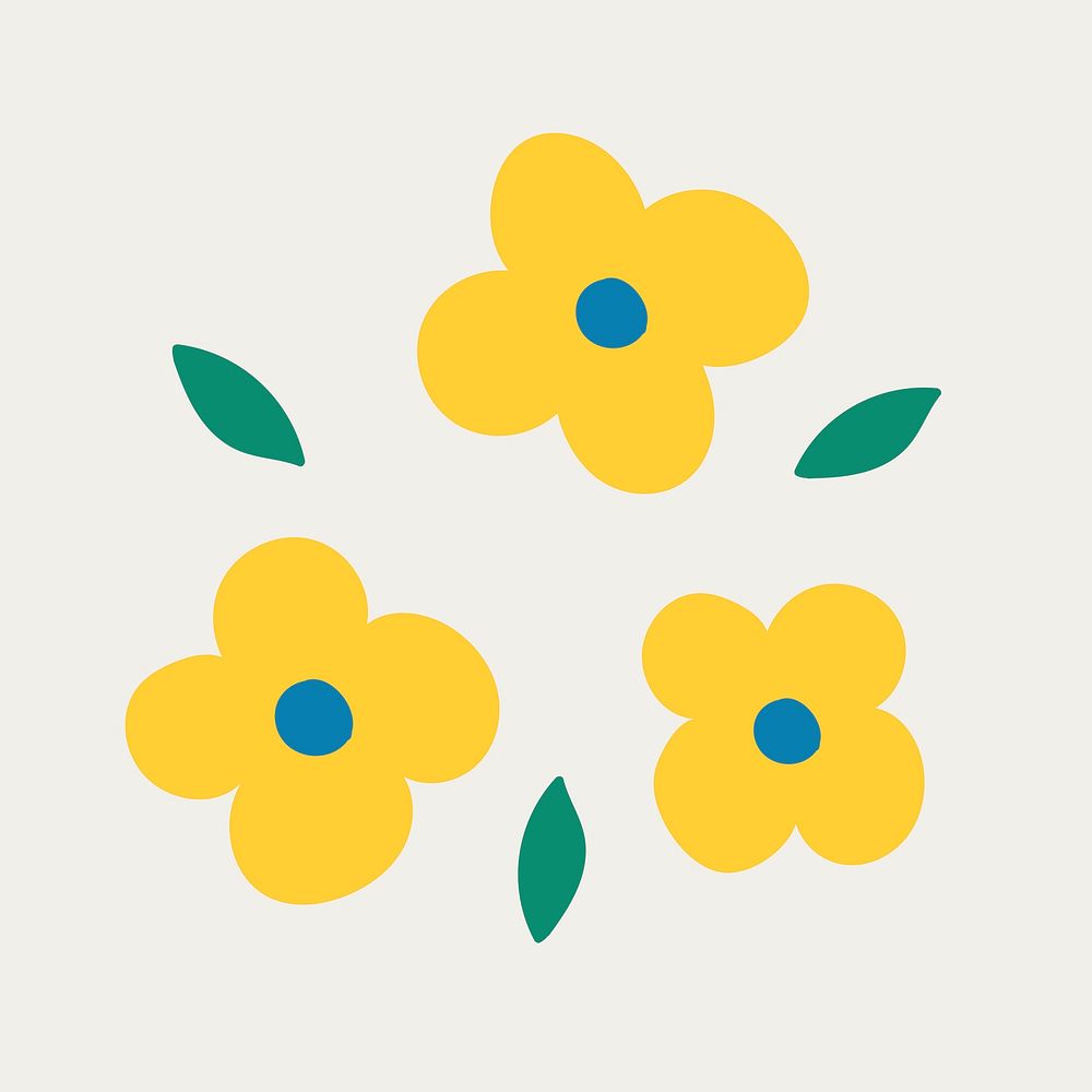 Cute yellow flowers clip art, flat design