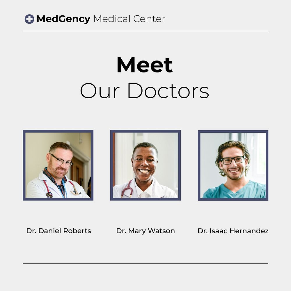 Doctors Instagram post template, healthcare vector