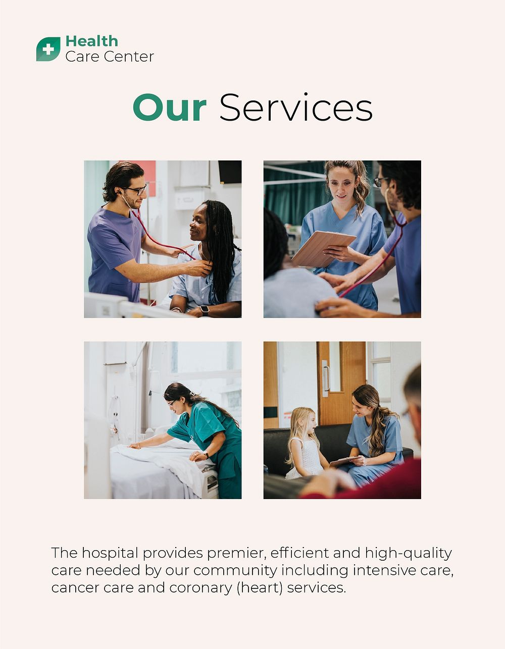 Medical services flyer template, healthcare & hospital vector