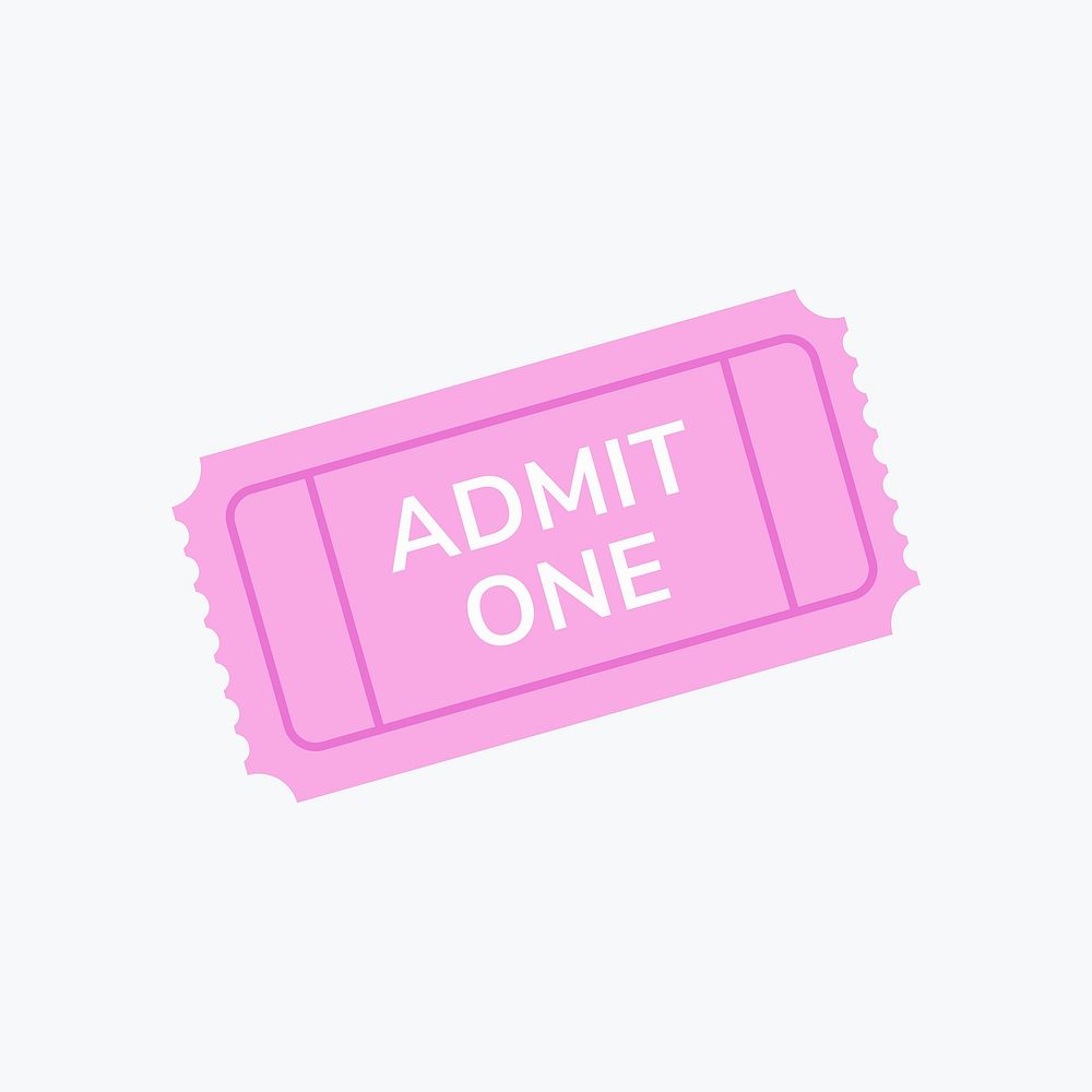 Admit one ticket scrapbook sticker in pink 