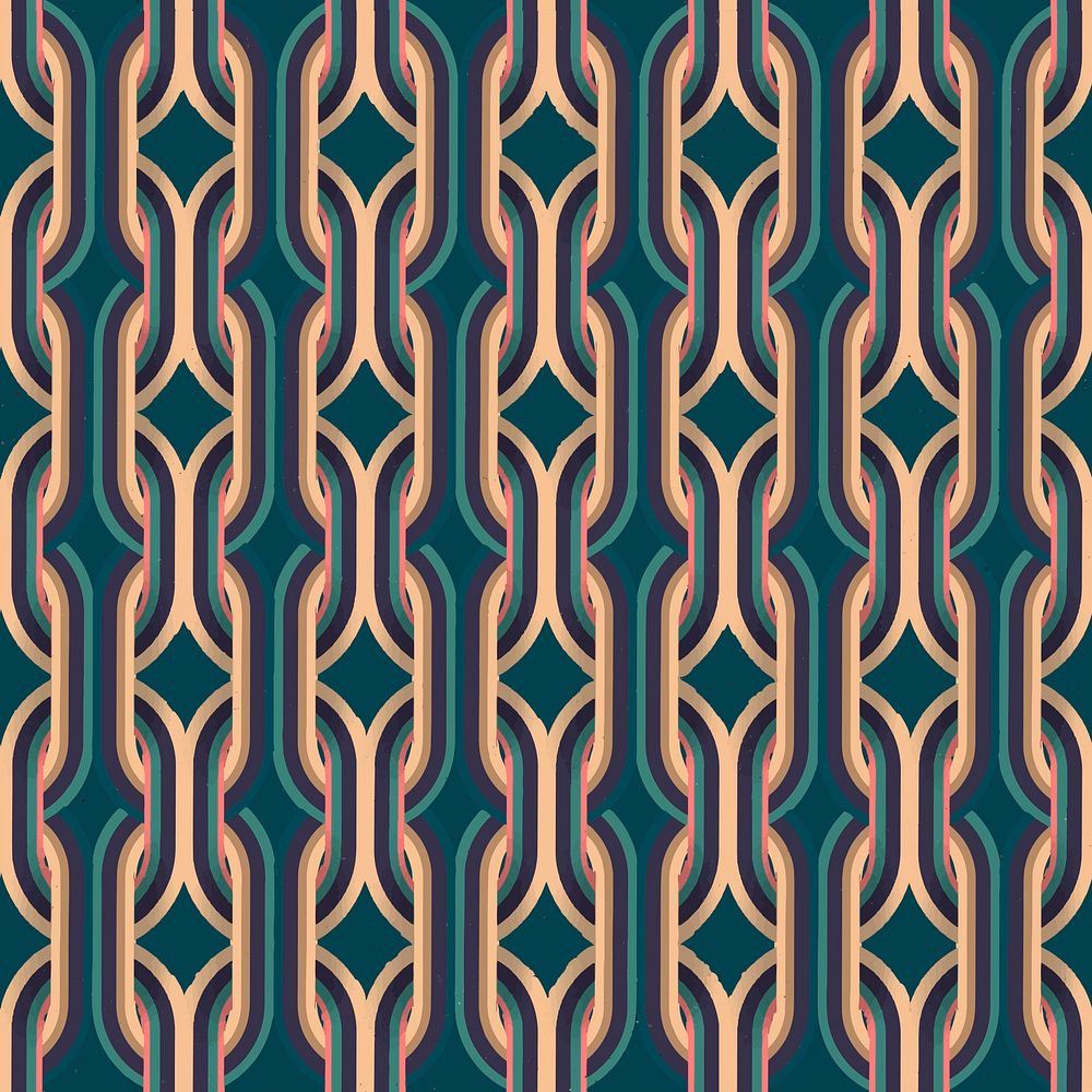 Chain pattern background, blue geometric design vector