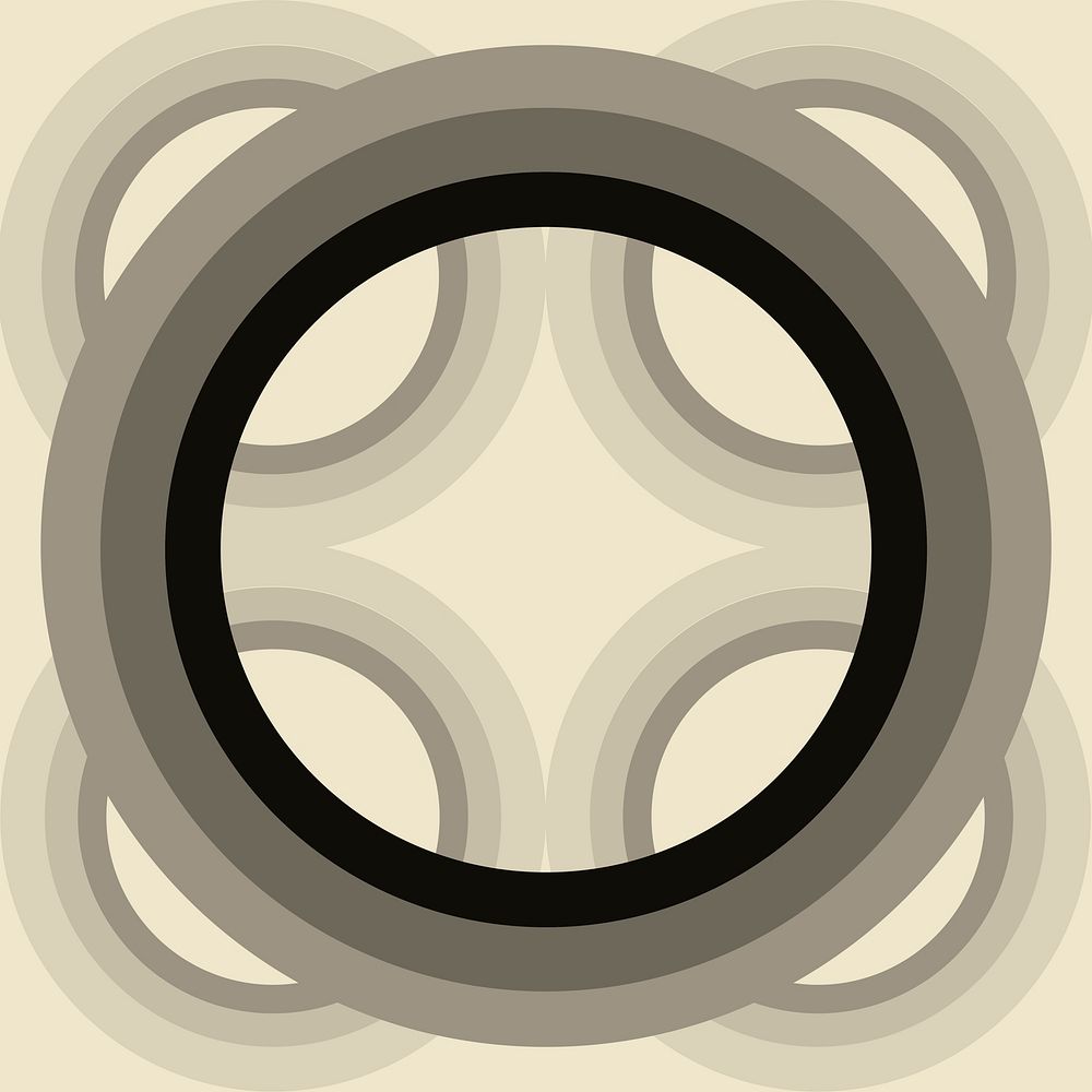 Geometric circle frame background, black round design vector