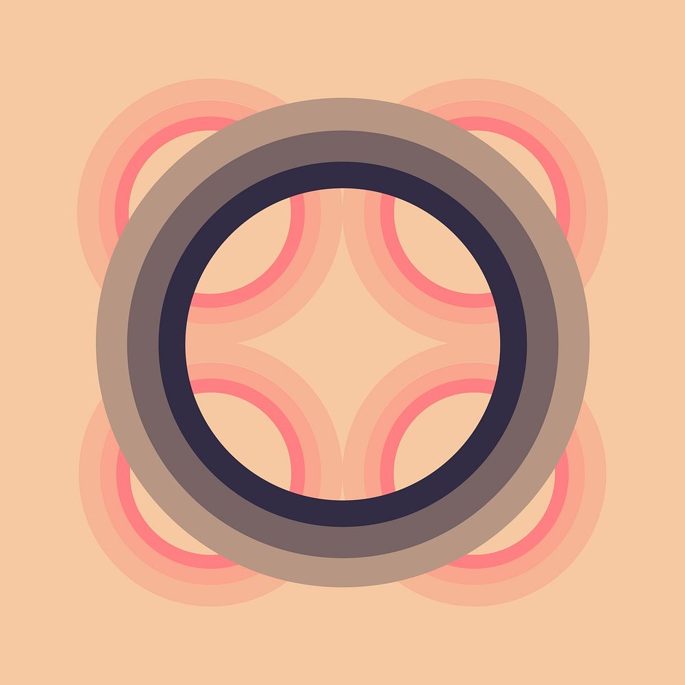 Concentric circle frame background, pink abstract design vector