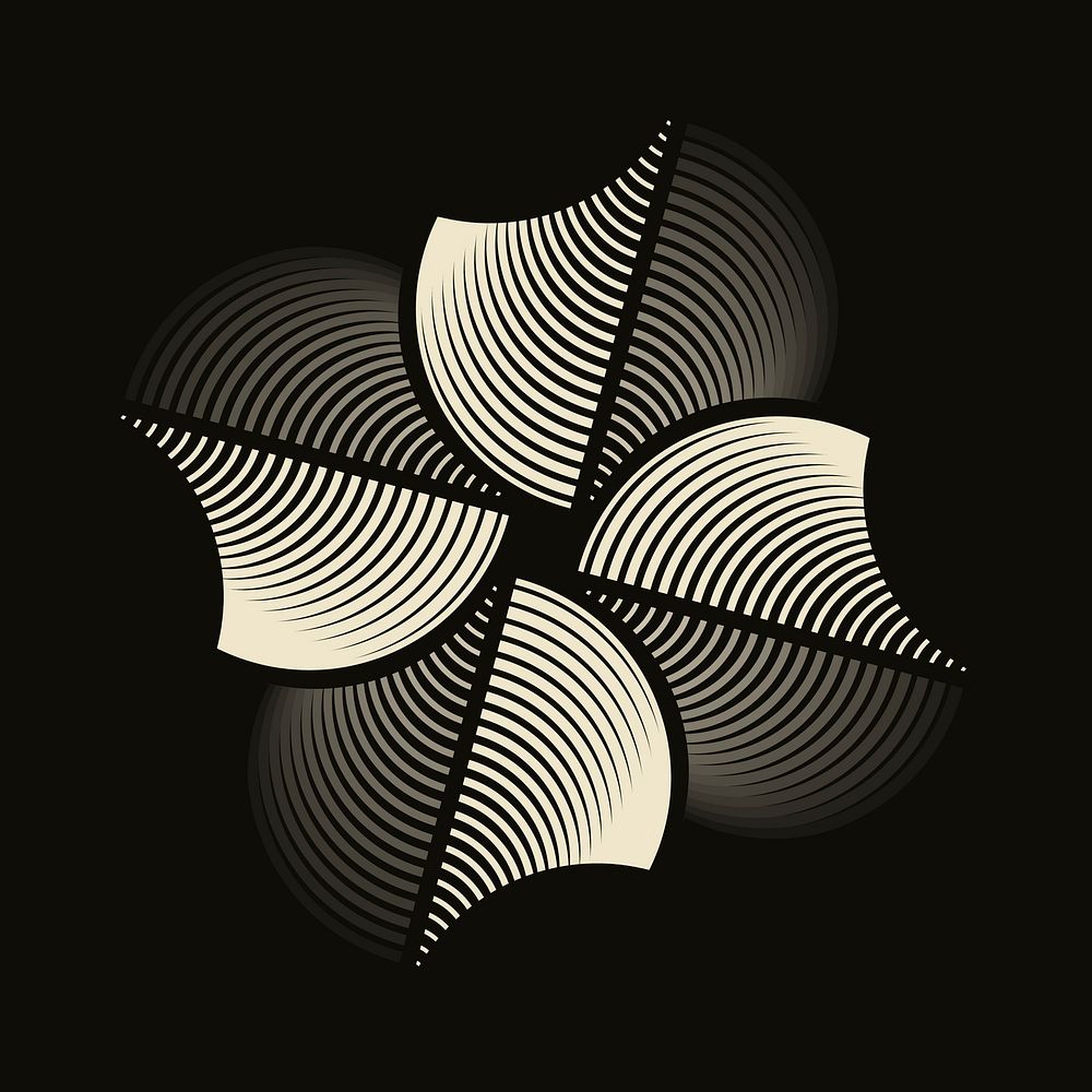 Flower geometric sticker, modern retro, black graphic design vector