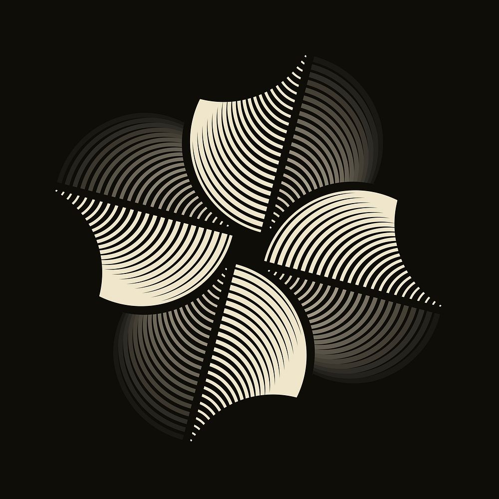 Flower geometric sticker, retro graphic design psd